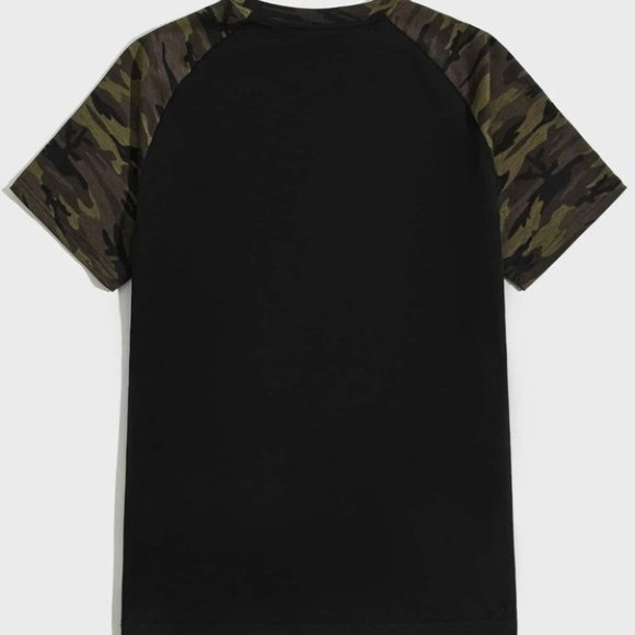 Casual Black Men's Camo Print Tee Shirt - Picture 2 of 4